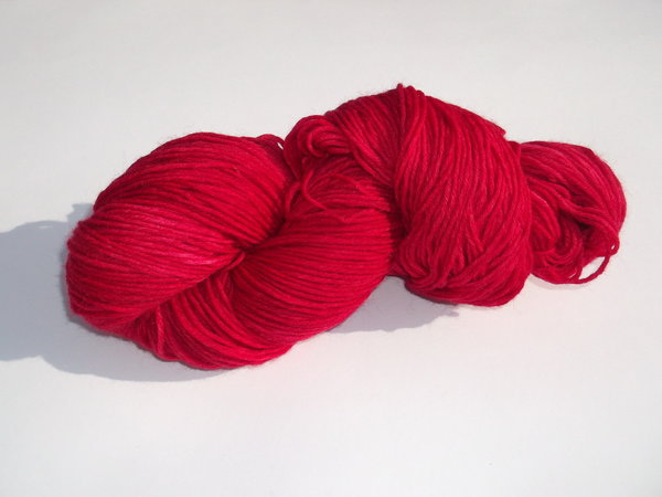 8fach Sockenwolle 8fädig handgefärbt rot knallrot
