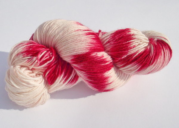 8fach Sockenwolle 8fädig handgefärbt rot natur