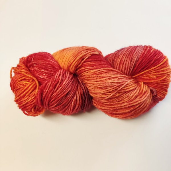 8fach Sockenwolle 8fädig handgefärbt bunt orange